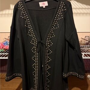 Per Se Black Cardigan with Stud Accents